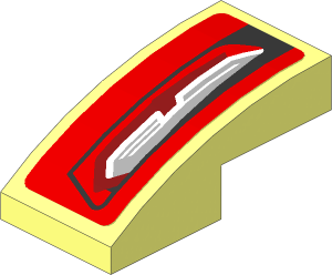 Slope Brick Curved  2 x  1 with Taillamp on Red Background Left Sticker