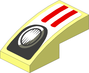 Slope Brick Curved  2 x  1 with White Stripes and Black Headlamp on Red Background Right Sticker
