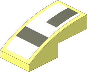 Slope Brick Curved  2 x  1 with Dark Grey Lines on White Background Back Left Sticker