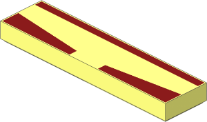 Tile  1 x  4 with Dark Red Rectangle and  2 Dark Red Trapezoids Pattern