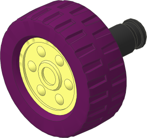 Duplo Wheel 11 x 17 with Dark Azure Tyre 11 / 45 x 17 and Black Attached Axle