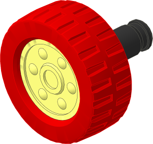 Duplo Wheel 11 x 17 with Red Tyre 11 / 45 x 17 and Black Attached Axle