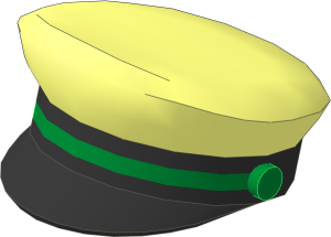 Minifig Captains Hat with Black Visor and Narrow Golden Braid Pattern