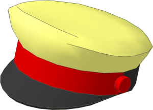 Minifig Captains Hat with Black Visor and Red Braid Pattern