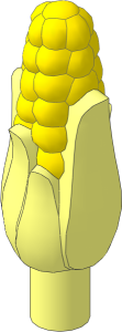 Minifig Food Corn on the Cob with Yellow Corn Pattern