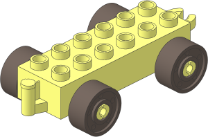 Duplo Car Base  2 x  6 with Bottom Tube, with Light Aqua Wheels with Fake Bolts Pattern