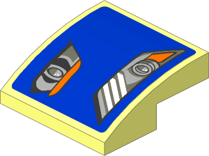 Slope Brick Curved  2 x  2 x  0.667 with Headlights on Blue Background Right Sticker