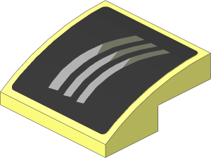 Slope Brick Curved  2 x  2 x  0.667 with Grey Air Vents on Black Background Left Sticker