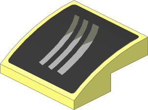 Slope Brick Curved  2 x  2 x  0.667 with Grey Air Vents on Black Background Right Sticker