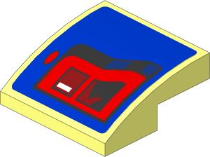 Slope Brick Curved  2 x  2 x  0.667 with Taillamp on Blue Background Left Sticker