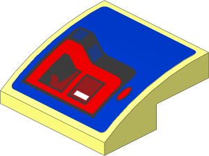 Slope Brick Curved  2 x  2 x  0.667 with Taillamp on Blue Background Right Sticker