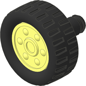 Duplo Wheel 16 x 21 with Black Tyre 11 / 45 x 17 and Black Attached Axle