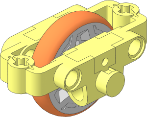 Motor Inertia Flywheel  4 x  6 x  2 with Metal Wheel and Orange Tyre Pattern