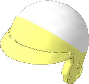 Minifig Helmet Motorcycle with Open Face and Visor, White Top Pattern