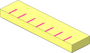 Tile  1 x  4 with 7 Medium Lilac Pointed Lines Pattern
