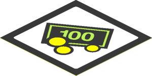 Sticker  2.3 x  2.3 with Bank Note and Coins