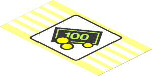 Sticker  1.9 x  3.5 with Bank Note and Coins on White/Transparent Stripes