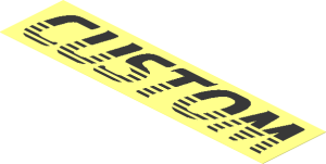 Sticker  1.9 x  7.9 with Black Striped "CUSTOM" on Transparent Background