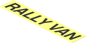 Sticker  1.1 x  5.9 with Black "RALLY VAN" on Transparent Background