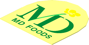 Sticker  1.1 x  1.1 with MD Foods Logo with Text