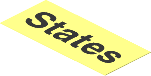 Sticker  1.1 x  2.5 with Black "States"