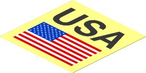 Sticker  1.9 x  1.9 with "USA" and United States Flag