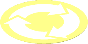 Sticker  2.3 x  2.3 Round with White Recycling Arrows on Transparent Background