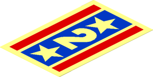 Sticker  3.0 x  1.9 with White "2" and Stars on Blue Background with Red Stripes
