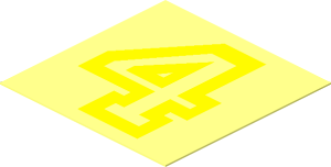 Sticker  1.5 x  1.5 with Yellow Outlined "4"