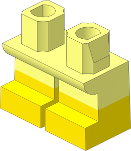 Minifig Hips and Legs Short with Yellow Half Leg and Feet Pattern