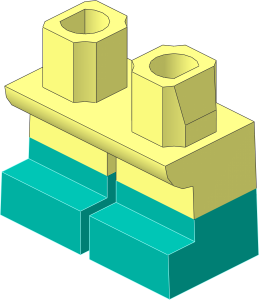 Minifig Hips and Legs Short with Dark Turquoise Half Leg and Feet Pattern