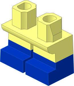 Minifig Hips and Legs Short with Blue Half Leg and Feet Pattern