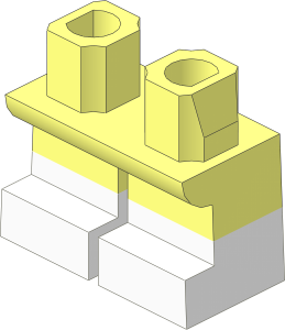 Minifig Hips and Legs Short with White Half Leg and Feet Pattern