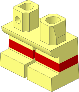 Minifig Hips and Legs Short with Red Horizontal Stripe Pattern