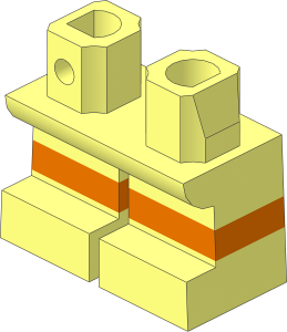 Minifig Hips and Legs Short with Dark Orange Horizontal Stripe Pattern