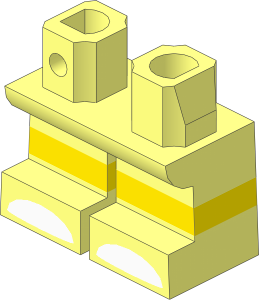 Minifig Hips and Legs Short with Yellow Stripes and White Toe Pattern