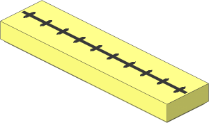 Tile  1 x  4 with Skeleton Teeth Pattern