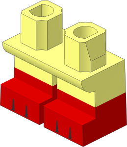 Minifig Hips and Legs Short with Medium Nougat Half Leg and Feet with Black Gaps Pattern