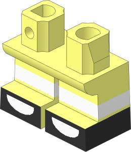 Minifig Hips and Legs Short with White Legs and Black and White Open Toe Shoes Pattern
