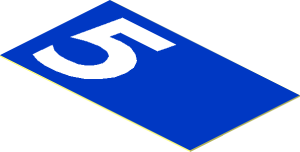 Sticker  1.1 x  1.9 with Left White Number Five on Blue Background