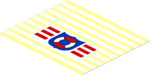 Sticker  2.8 x  3.4 with Nine White Horizontal Stripes and Coast Guard (1995) Logo