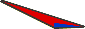 Sticker  0.9 x  3.6 Triangle with Black Outline and Red and Blue Filling (Tip Left)