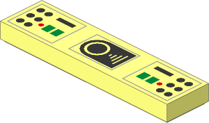 Tile  1 x  4 with Control Panels, Green, Red and Metallic Silver Buttons Pattern
