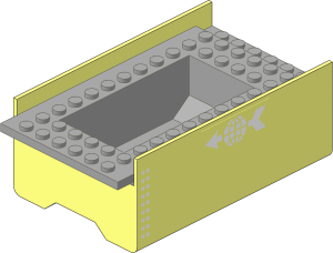 Boat Section Middle  6 x 12 x 3.333 Cargo Hold with Light Grey Deck with White Double Dots and Transport Logo Stickers on Both Sides