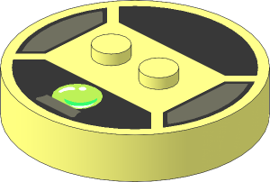 Brick  4 x  4 x  0.667 Round with RFID Tag and  2 Studs with Lime Crystall Ball Pattern