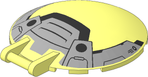 Dish  6 x  6 Inverted - No Studs with Handle with Metallic Dark Grey and Metallic Silver Armour Pattern