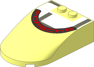 Windscreen  6 x  4 x  1.333 Curved with Red "PORSCHE" and Dark Grey Lines on White Roof Pattern