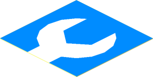 Sticker  1.9 x  1.9 with White Wrench on Light Blue Background