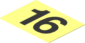 Sticker  1.1 x  1.5 with Black "16" on Transparent Background