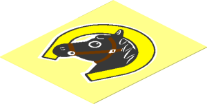Sticker  2.3 x  1.9 with Horseshoe and Black Horse Head